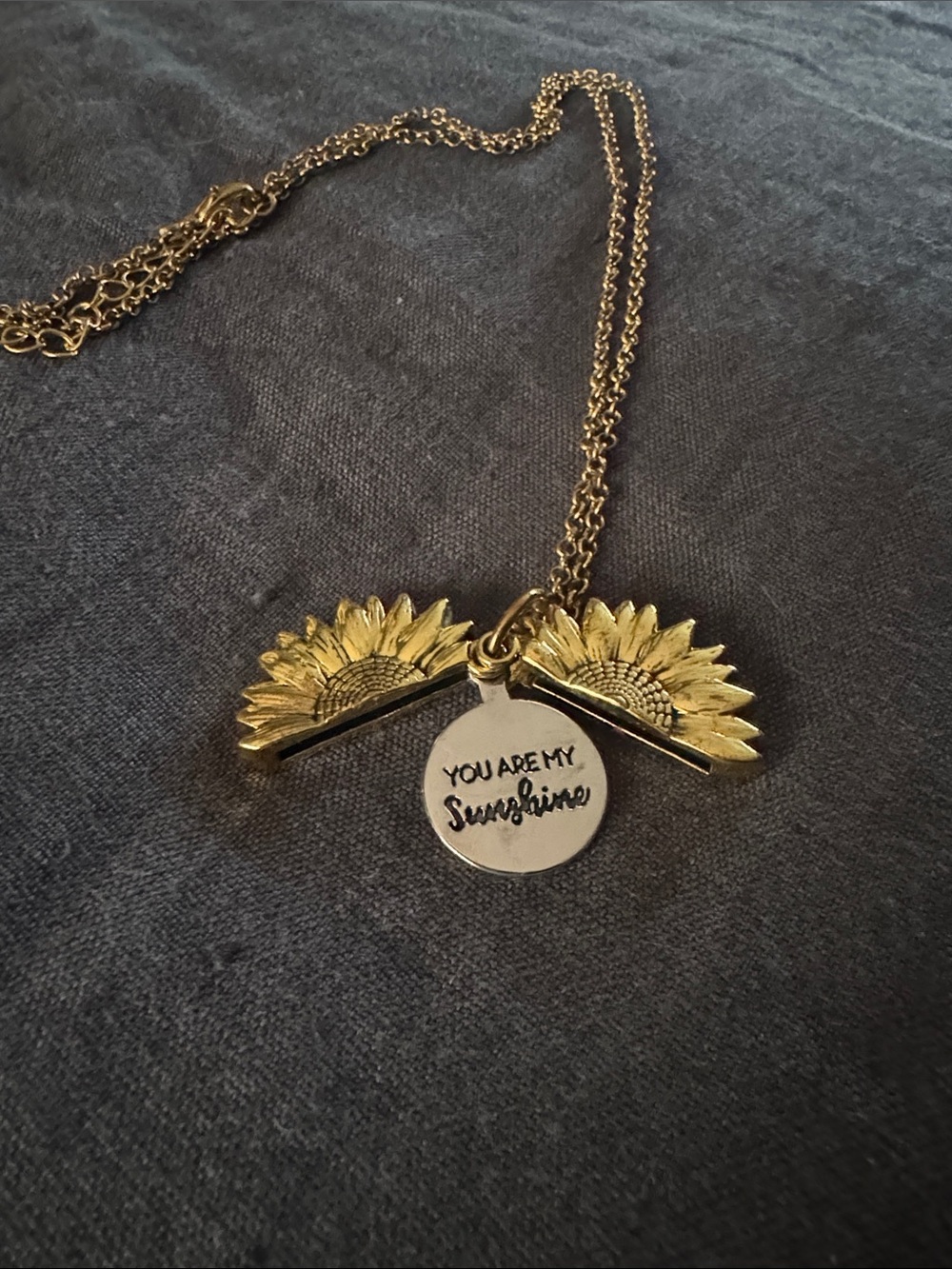 "You Are My Sunshine" Sunflower Pendant Necklace